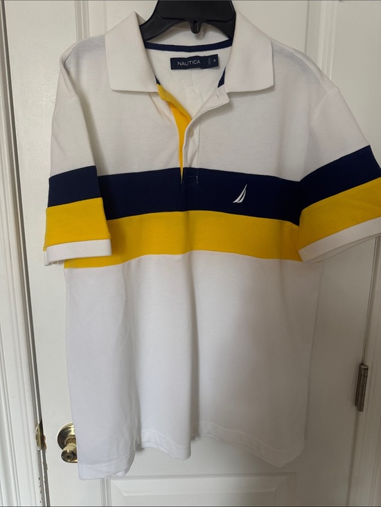 Nautica Other - Nautica White Polo with Navy and Yellow Stripes size M